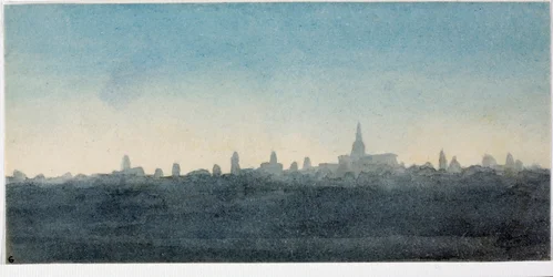 Udsigt over byen Firenze profil af huse og monumenter (Akvarel