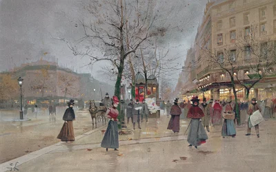 Aften i Opera Quartier of the Grands Boulevards, begyndelsen af det 20. århundrede]