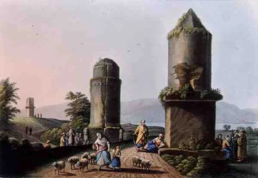 Monumenter i nærheden af Tortosa i Syrien, fra "Views in the Ottoman Dominions