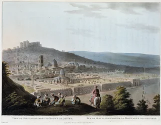 Udsigt over Jerusalem taget fra Oliebjerget - gravering