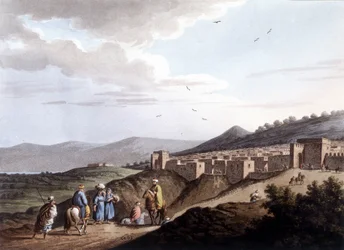 Udsigt over byen Bethlehem. I "" syn på den osmanniske herredømme i Europa i Asien og andre Middelhavsøer ". Fra originale tegninger af Luigi Mayer, London