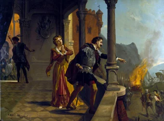 Le Trouvère (Trubaduren) af Giuseppe Verdi. kromolitografi af Luigi Morgari