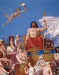 Gudernes råd på Olympen - Detalje af hvælvingen i Iliadesalen af Luigi Sabatelli (1772-1850), 1819-1825, Firenze, Palazzo Pitti