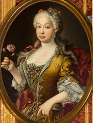 Marie Barbara af Portugal (Marie Barbara de Bragance) - Rokoko: Portræt af Infanta Barbara af Portugal (1711-1758) af Melendez, Luis Egidio (1716-1780), ca 1729-1735. Olie på lærred, 83x65. Sevilla byråd