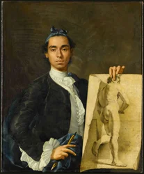 Selvportræt med et akademisk studie, 1746.