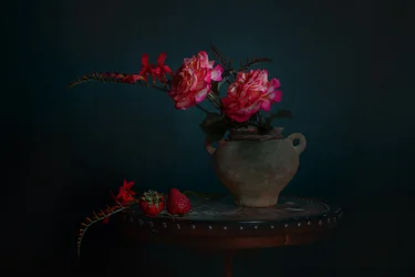 Mørkt blomsterstilleben