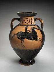 Amfora med sort hals med to ryttere, 560-540 f.Kr. (terracotta)