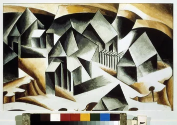 Birsk (Rusland). Maleri af Lyubov (Lioubov) Sergeyevna Popova (1889-1924), olie på lærred