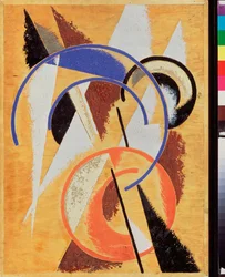 Rumlig kraftbygning. Maleri af Lyubov (Lioubov) Sergeyevna Popova (1889-1924), olie på træ