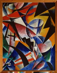 Arkitektonisk maleri. Maleri af Lyubov (Lioubov) Sergeyevna Popova (1889-1924), olie på lærred