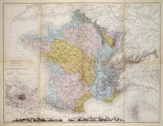 Kort over Frankrig, ca. 1830-40