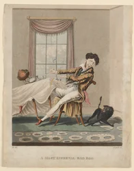 A Most Infernal Bad Egg, tryk lavet af H. Pyall, ca. 1825 (håndkoloreret gravering)