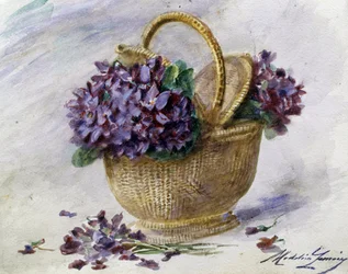 En kurv med violer. Maleri af Madeleine Jeanne Lemaire (1845-1928, Frankrig) Privat samling