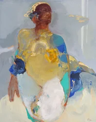 Caught In The Moment 1, 2021 (akryl, pastel og bladguld på lærred)