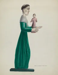 Udskåret og malet træ Santo (St. Joseph)