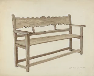 Kirkebænk - træ, ca. 1937.