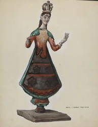 Stor malet træ Saint-Jomfru Maria, ca. 1937.
