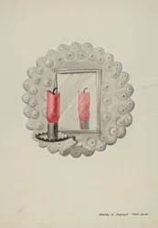 Blikspejl lyslampe, ca. 1937.