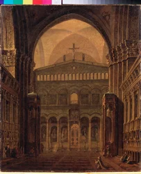 Templets indre i Jerusalem - Maleri af Maxim Nikiphorovich Vorobyev (Vorobiev) (1787-1855), olie på lærred