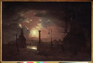 Efterårsaften i Skt. Petersborg - Maleri af Maxim Nikiphorovich Vorobyev (Vorobiev) (1787-1855), olie på lærred