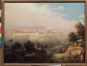 Udsigt over Jerusalem (Israel) (Udsigt over Jerusalem) - Maleri af Maxim Nikiphorovich Vorobyev (Vorobiev) (1787-1855), olie på lærred