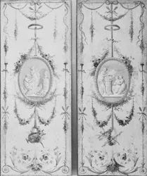 Dekorativt panel et af et par, 1700-tallet.