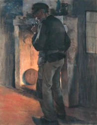 Gammel bonde (pastel på papir på lærred)