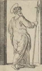 Saint Jude, med en hellebard i sin højre hånd, fra serien 