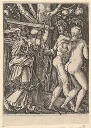 Uddrivelsen fra paradiset, efter Dürer, ca. 1500-1534.