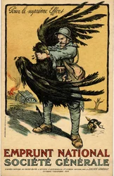 Krig 1914-1918. Reklameplakat fra Société Générale „Nationalt lån“