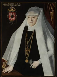 Anna Jagellon, dronning af Polen - Portræt af Anna Jagiellon (1523-1596), dronning af Polen, af Kober, Martin (1550-1609). Olie på lærred, før 1596. Narodowe Museum, Warszawa