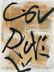 Texto #09, 2020 (collage, blandede medier på lærred)
