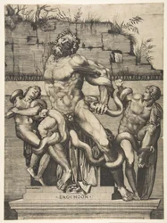 Laocoön og hans sønner bliver angrebet af slanger, ca. 1515-27.