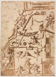 Grotesk med en springende kentaur verso, ca. 15651588.