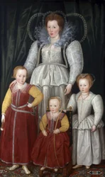 Portræt af Anne, Lady Pope (1561-1625) med sine børn