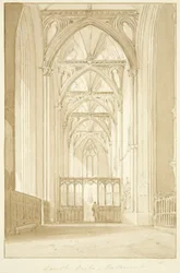 South isle of Bristol Cathedral (blyant og akvarel på papir)