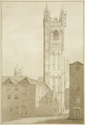 Stefanskirken (blyant og akvarel på papir)