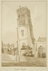 Temple Church (blyant og akvarel på papir)