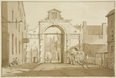 Temple Gate (blyant og akvarel på papir)