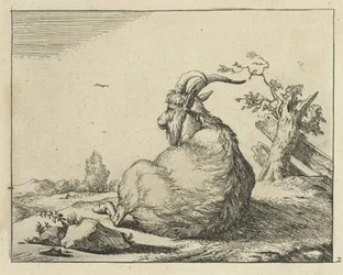 Buk sidder ved væltet træ Geder og bukke (serietitel)