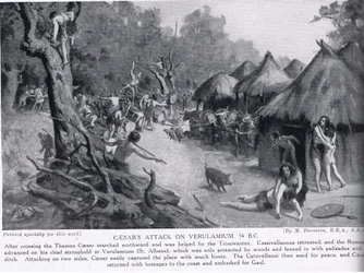 Cæsars angreb på Verulamium, illustration fra 