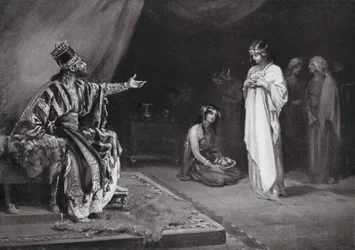 Ægteskab mellem en assyrisk prinsesse og Kara-indash, konge af Babylon (litografi)