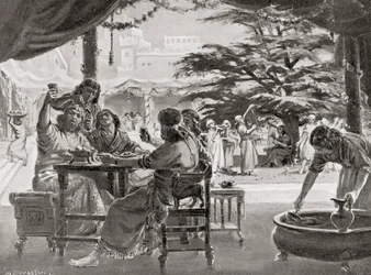 Jubel i Babylon over Esarhaddons genopbygning af byen, fra Hutchinson