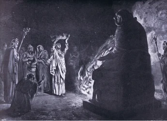 Et fønikisk offer til Moloch (litografi)