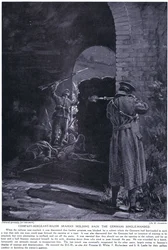 Kompagniets sergent major Seaman vandt et DCM for egenhændigt at have afværget et tysk angreb i februar 1915 (litografi)