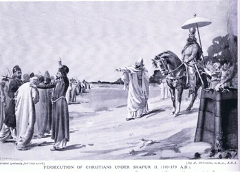 Forfølgelse af de kristne under Shapur II (litografi)