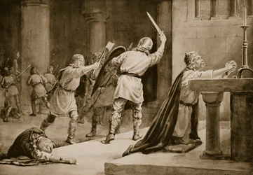 Mordet på Knut den Hellige i 1086 (litografi)