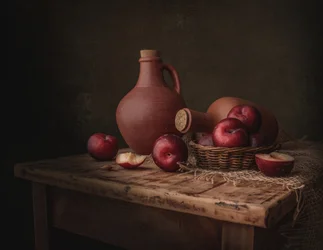 Stilleben med blommer fra den gamle verden