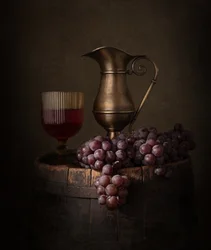Rustikt stilleben med vin