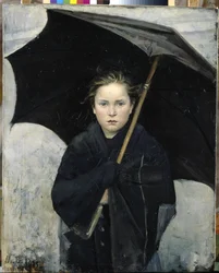 Paraplyen - Bashkirtseva, Maria Konstantinovna (1860-1884) - 1883 - Olie på lærred - 93x74 - Statens russiske museum, Skt. Petersborg